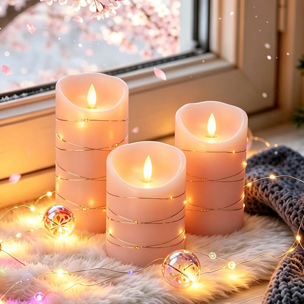 Flickering Flameless Candles with Battery Operated Remote Control,Velas Artificiales para Decoracion Candels,Realistic LED Candles with Timer Real Wax Pillar Candles for Wedding