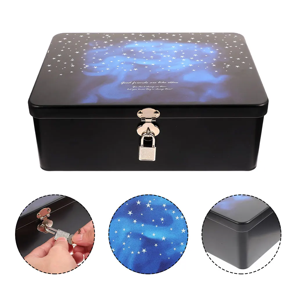 

Vintage Lock Tin Box Jewelry Storage Organizer Tinplate Case Small Portable Gift Packaging Box For Coins Crafts Keepsake