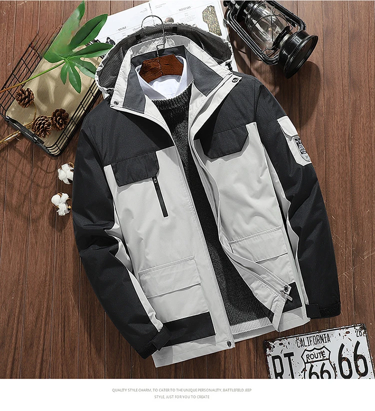 Plus Size Outdoor Jacket for Men Windproof Rainproof Hiking Camping Fishing Outwear Big Size Men Clothing 8xl 7xl 6xl