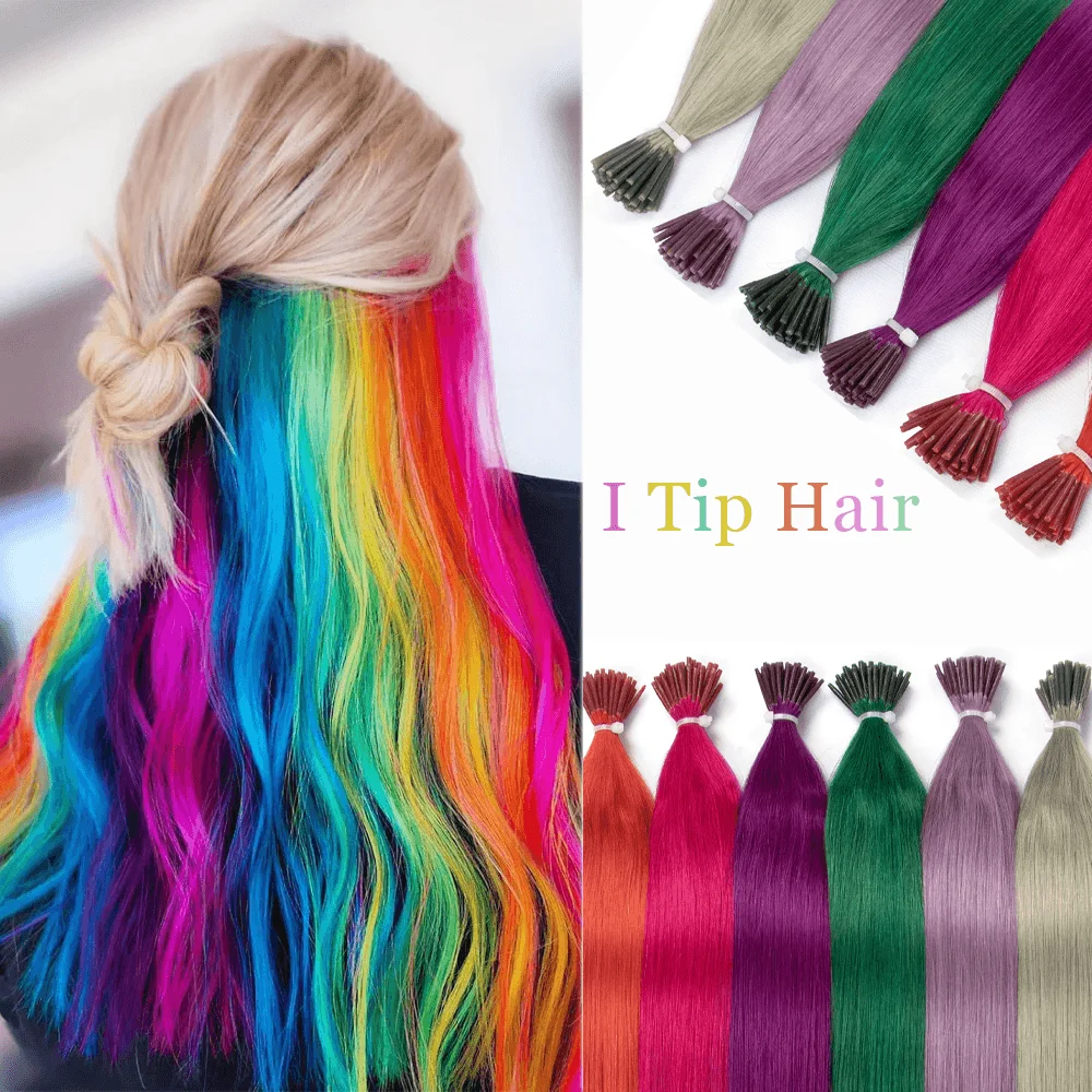 

Fancy Color I Tip Hair Extensions Natural Real Human Fusion Hair Extensions Little Thin Keratin Hair 12-20 inch 30g No Rings