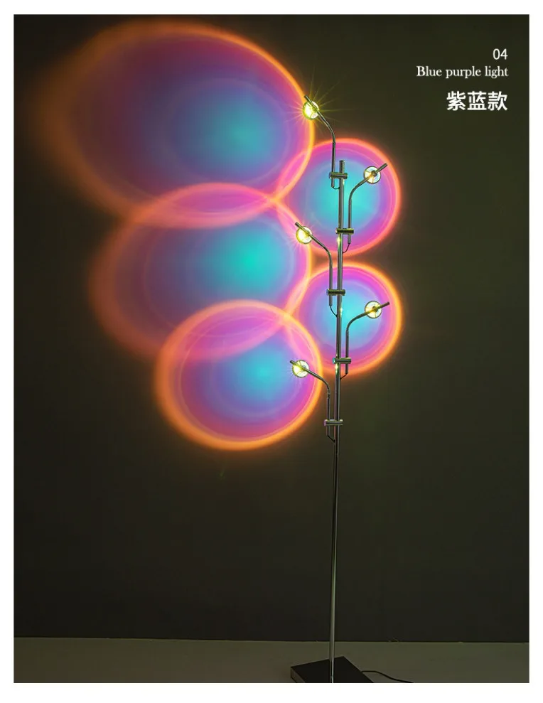 Modern Sunset Floor Lamp with 7 Colored Films & Angle Rotating, Mood Standing Lamp for Living Room Bedroom Hotel Decor Lighting