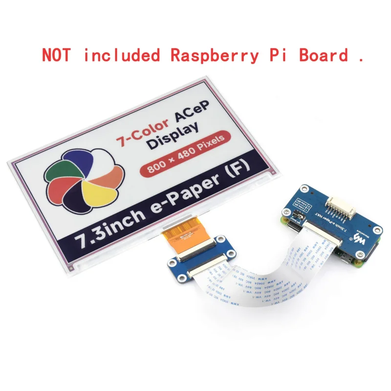 7.3Inch 7-kleuren E-Papier Uitbreidingskaart Hoed E-Ink Scherm Starterset Voor Rpi Raspberry Pi Nul 2 W Een 3 Model B Plus 4 5