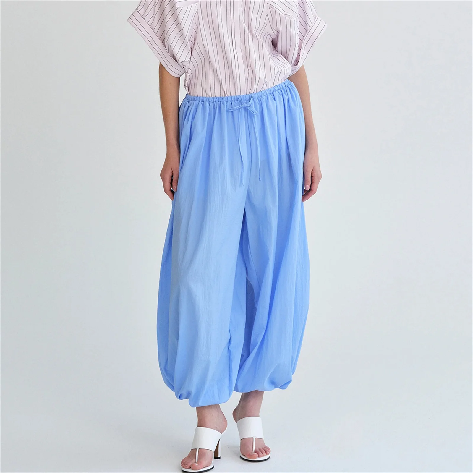 Mode poche Bloomers pantalon femme pantalon plissé ample taille haute Patchwork pansement Streetwear jambe large femmes pantalon