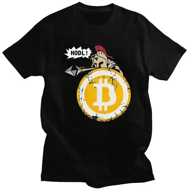 Men's 100% Cotton Print T-shirt Streetwear Tshirt Short Sleeve BTC Tee Tops Bitcoin HODL Your Cryptos Cryptocurrency T Shirt