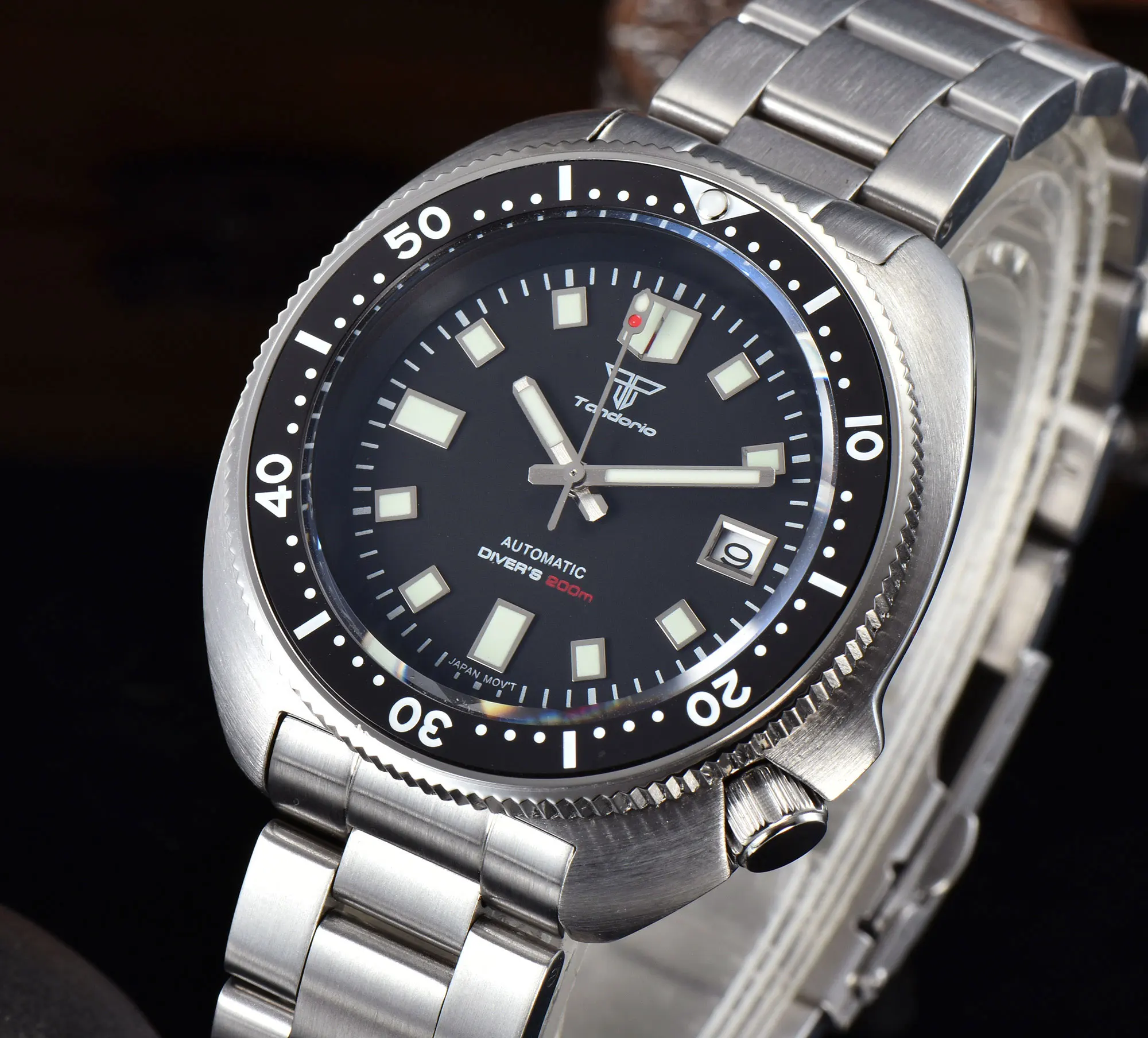 Tandorio 44mm Men's Automatic Mechanical Dive Watch Miyota 8215 PT5000 200M Waterproof Sapphire Glass Date C3 Luminous Hand view 3
