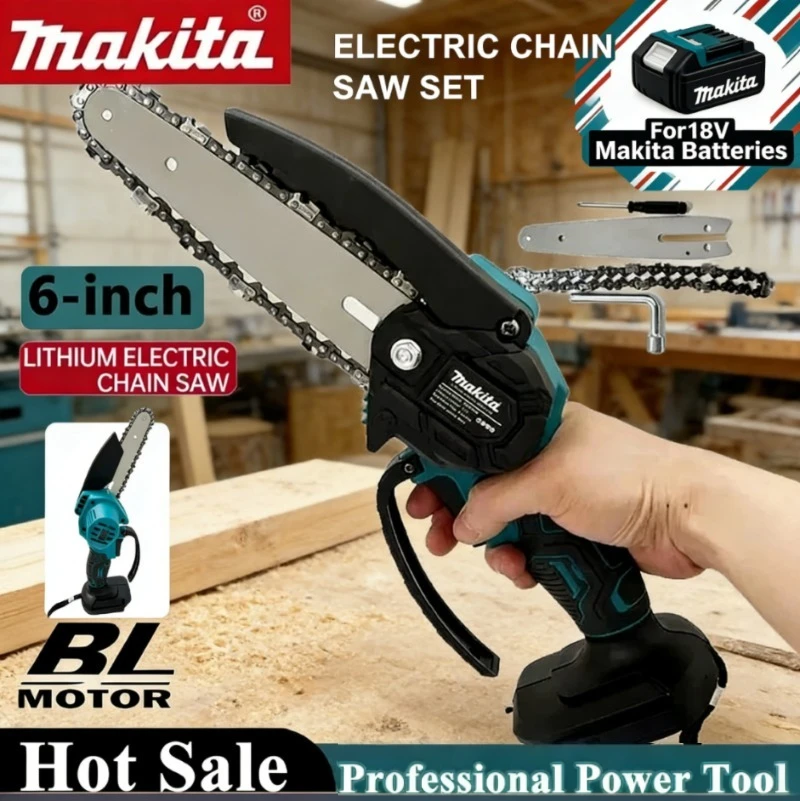 

Makita 6 Inch Chain Saw Electric Saw Handheld Portable Wood Logging Chainsaw Garden Pruning Wood Power Tool for Makita Battery