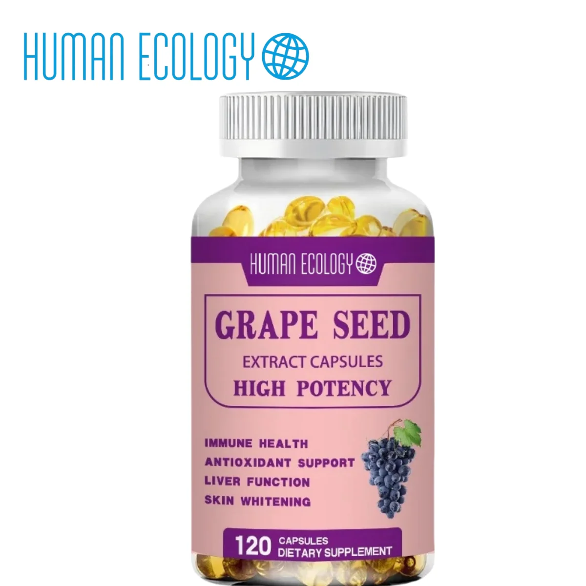 

Organic Grape Seed Extract Capsules | Grape Seed Polyphenol Supplement | Supports Heart Health, Skin, and Healthy Aging