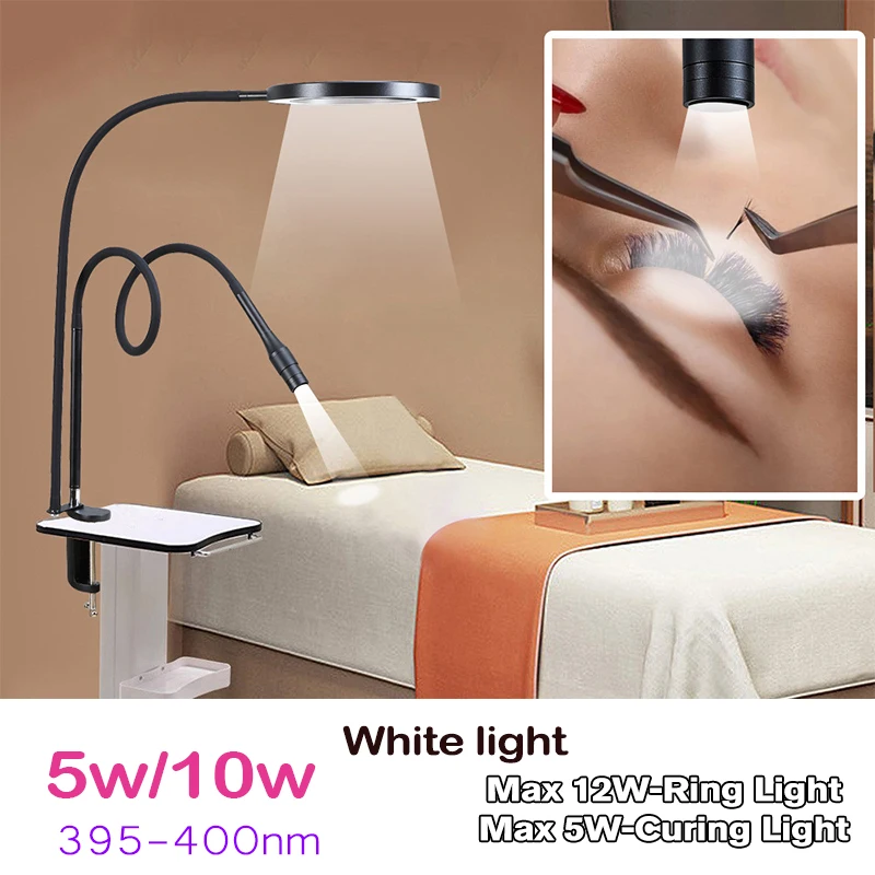 แสงสีขาว 2 in 1 Uv โคมไฟ LED Light UV Eyelash Beauty กาวเล็บ Quick Cure โคมไฟขนตาขยายเท้าเหยียบสวิทช์ตาราง Uv โคมไฟ