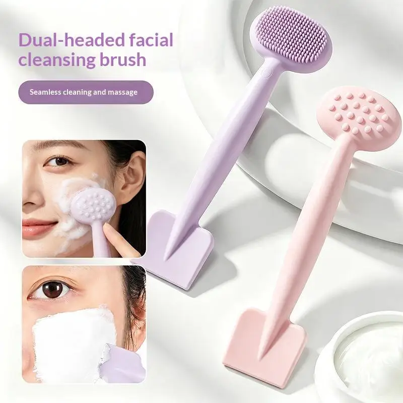 Double Head Silicone Facial Mask Applicator Brush Spoon Non-Stick for Face Cleansing Sleeping Mask Skincare Routine