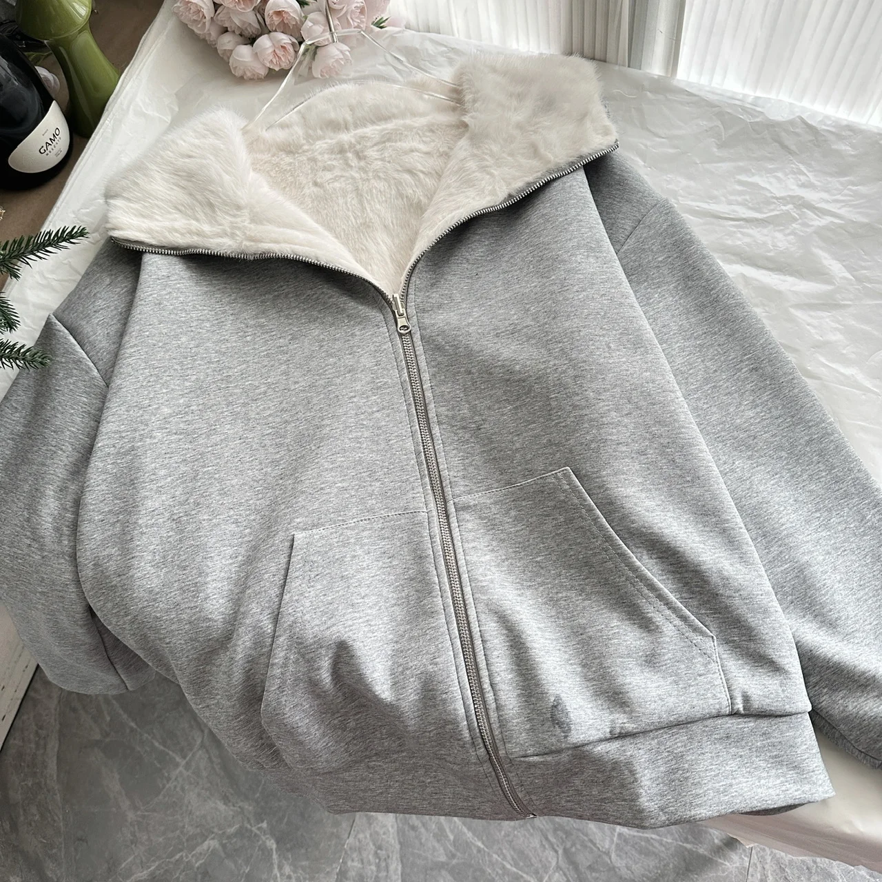 

Women's Long Plu Jaet Double-Sided Wear Warm Top Autumn Winter New Sle Faion Loose Fit Ladies Coat Warmth And Sle