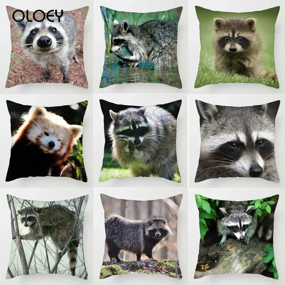 

Cute Animals Pillowcase Raccoon Wildlife Printed Pillowcase for Home Bed Chair Decorative Pillows Covers Hotel Decoration ...