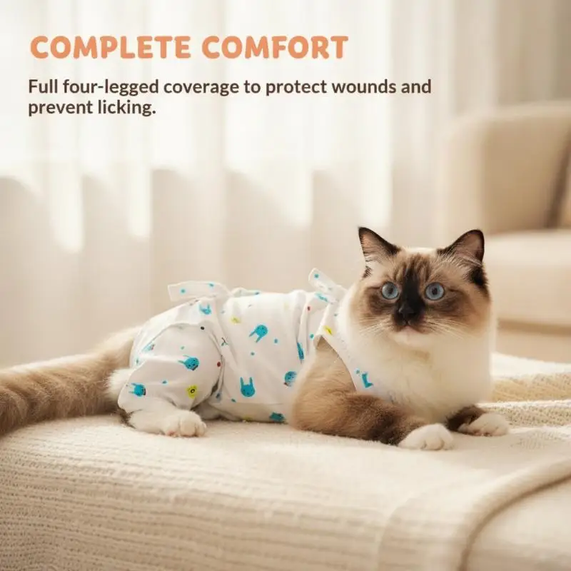 Breathable Pet Cat Recovery Suit Post Surgery Wear Medicine Feeding Weaning Use Anti-Licking Anti-Harassment Cat Recovery Suit