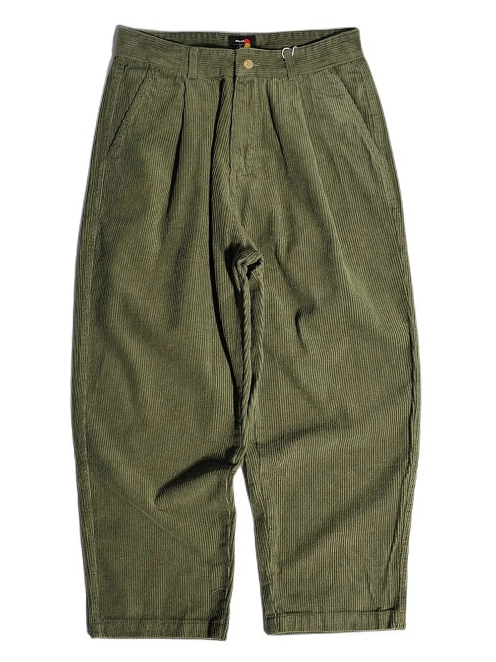 سروال قصير عالي الجودة أمريكي ريترو مطوي سروال ياباني فضفاض واسع الساق غير رسمي مستقيم الساق للرجال