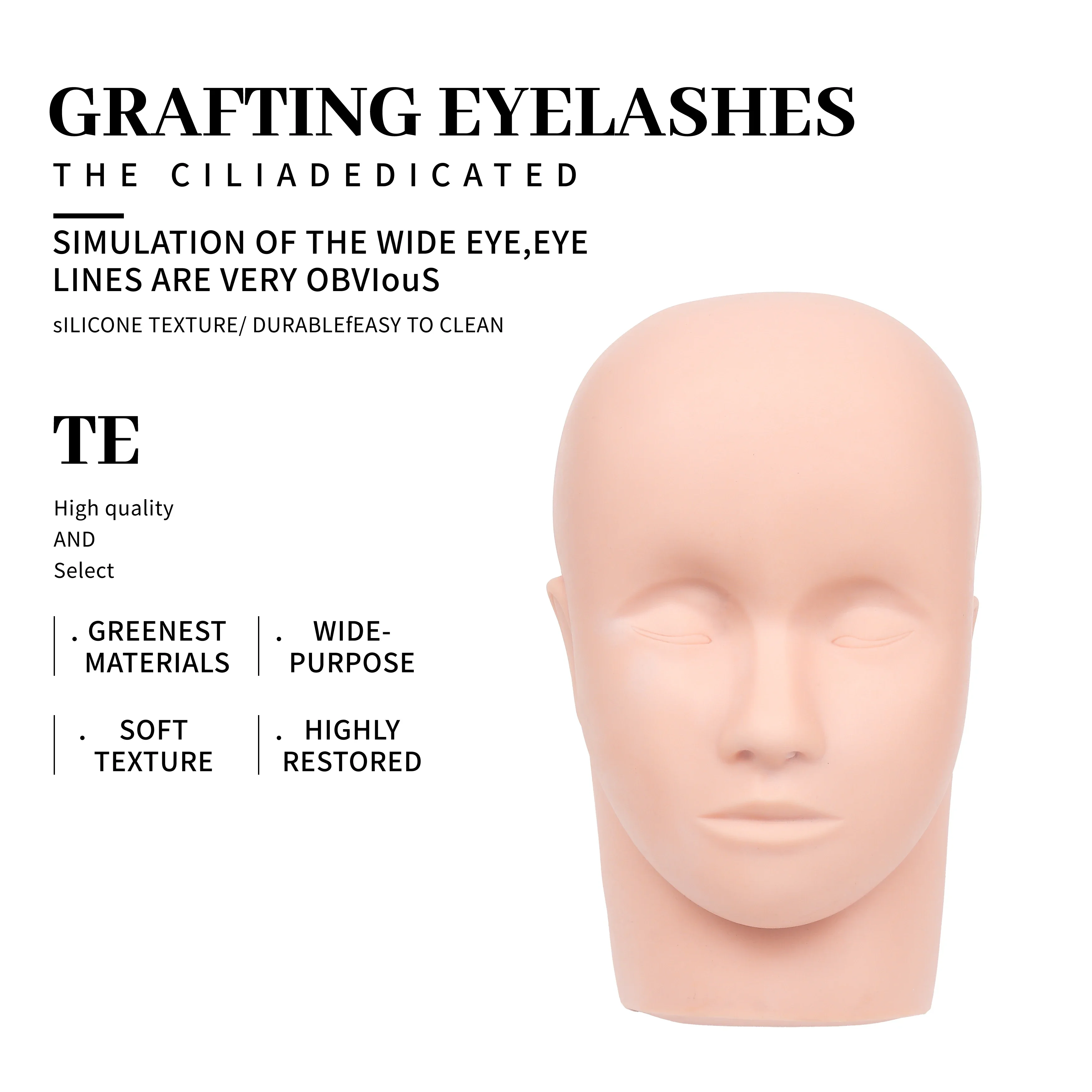 Fake Head Mould Mannequin Head Training Makeup Model Rubber Eye Facial Eyelash Eyelash Extension Makeup Practice Heads