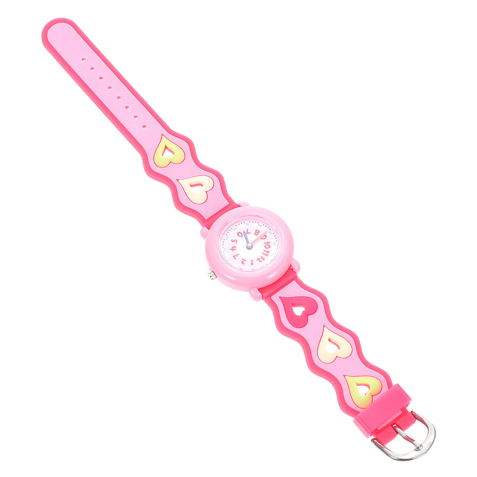 Silicone Watch Heart Design Cartoon Wristwatch Birthday Gift Lightweight Portable Adjustable Student Watch