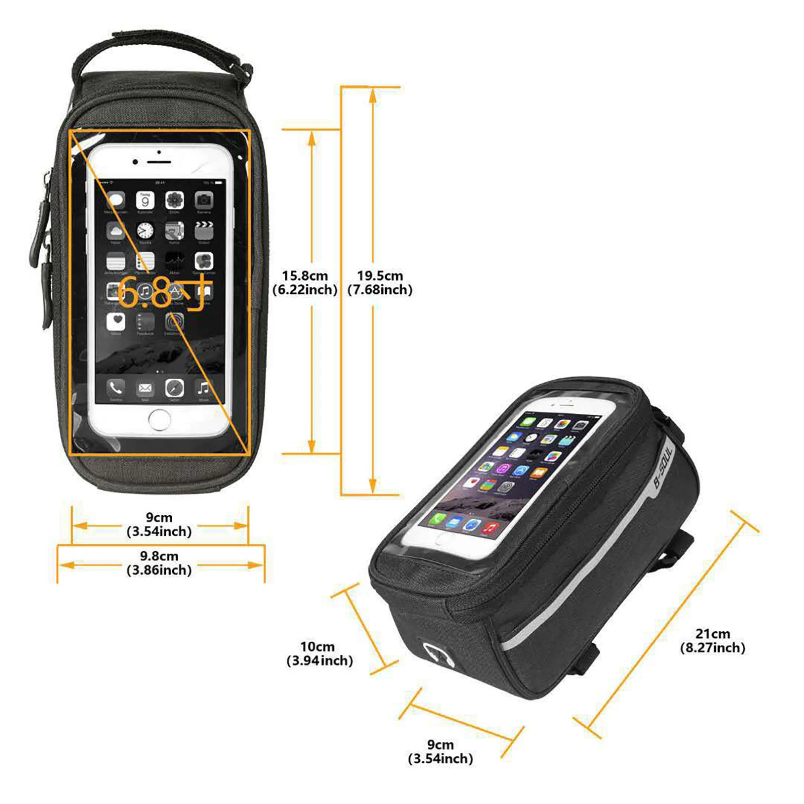 Waterproof Bike Phone Handlebar Bag Mobile Phone Touch Screen Waterproof Organiser Bike Accessories for Adult Bikes