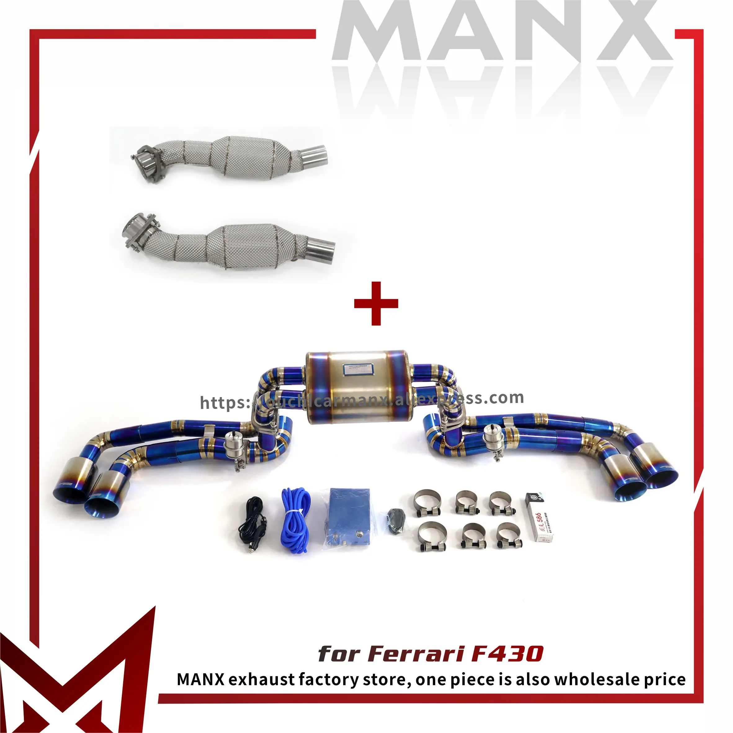 

MANX Ti Catback for Ferrari F430 High quality Vacuum valves Muffler SS Downpipe Exact Fit Catalytic Converter Exhaust pipe