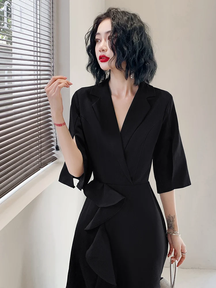 

Bla Evening Dr Women's Daily Wear Luxury Small High-End Host High Design Sense Birthday Par Faionable