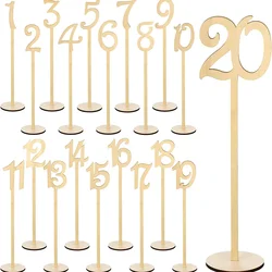Wooden Table Numbers 1 To 20 Wood Wedding Table Number Signs with Holder Base for Wedding Party Table Home Birthday Decoration