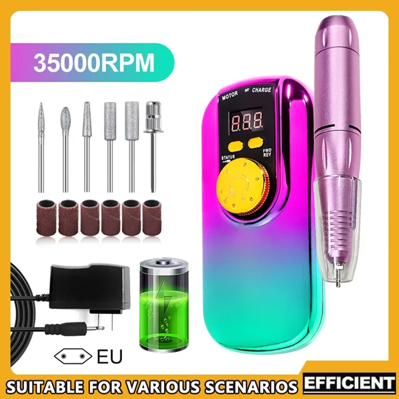 

Electric Nail Drill Machine Portable 35000RPM with LCD Display Rechargeable for Acrylic Gel Professional Manicure Tool