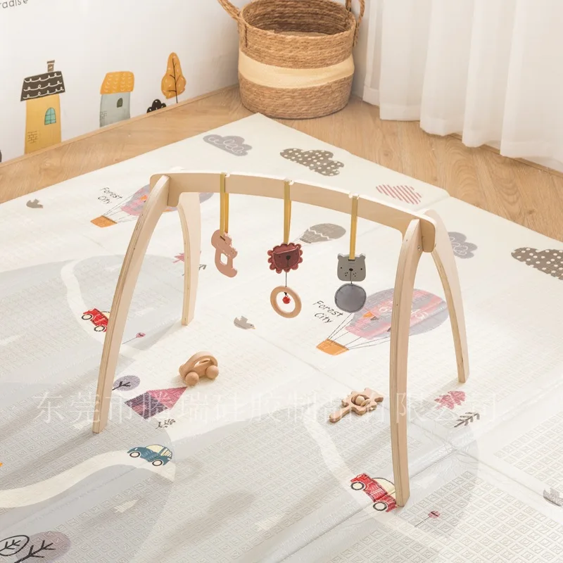 

Игрушечный тренажерный зал для новорожденных с аркой, деревянная подвеска в виде животных, мобильный телефон - декор игровой палатки и центр активности, сенсорная игра Монтессори