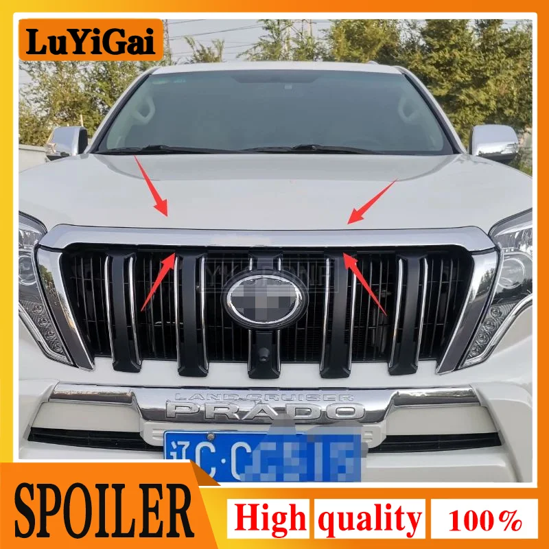 Fit For Toyota Prado 2700 2010-2017 ABS Chrome Exterior Front Engine Machine Grille Upper Hood Cover Trim Car Styling 1Pcs