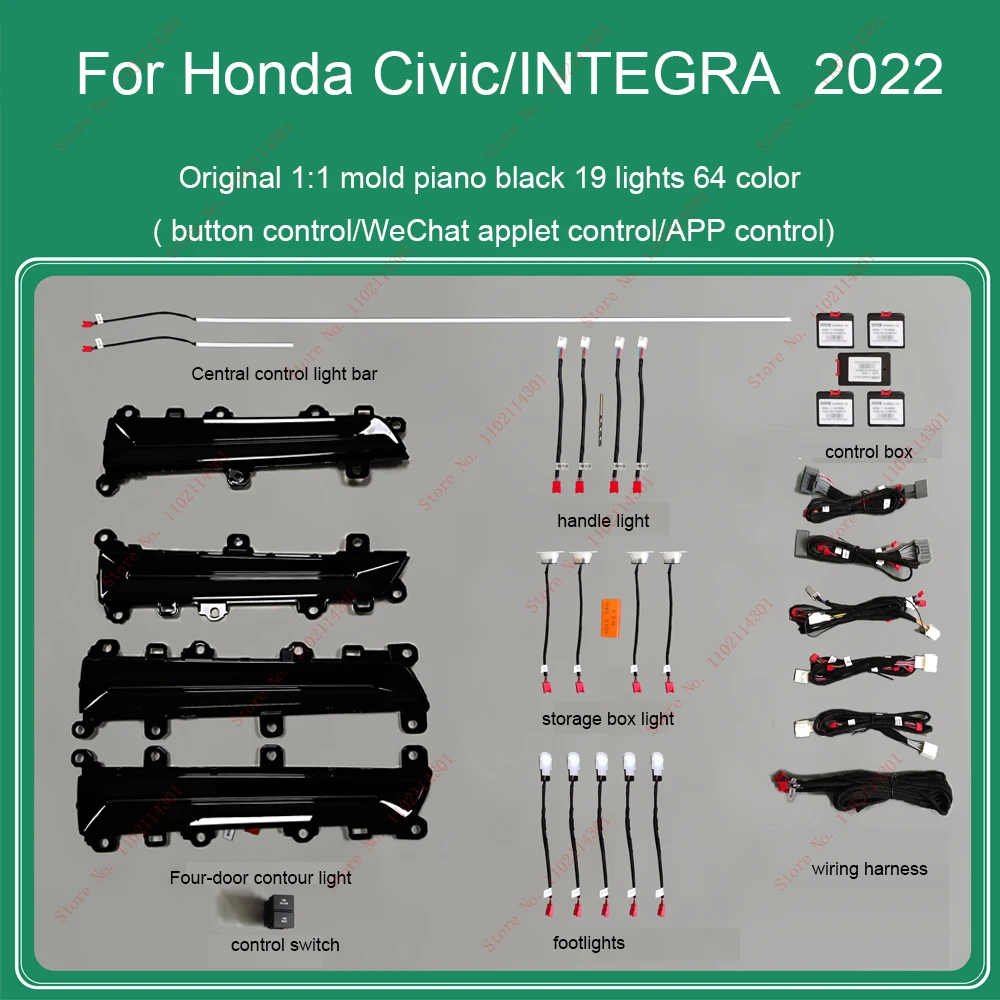 FOR Honda civic 11th INTEGRA 2022 Car Interior Led Atmosphere Lights Bluetooth Control Music Control Decorative Ambient Lights