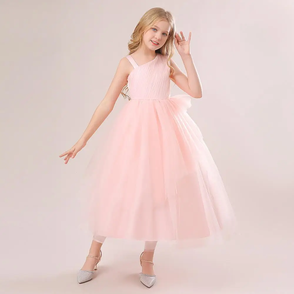 Elegant Girls Princess Dress Kids Birthday Wedding Party Layered Tulle Clothes Young Girls Evening Costume Vestidos