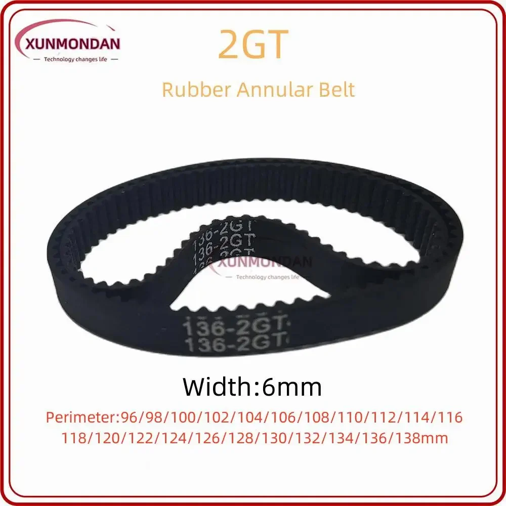 Xunmondan 2GT/GT2 Timing Belt  96/98/100/102/104/106/108/110/112/114/118/120/122/124/126/128/130/132/134/136/138 Belt Width 6mm