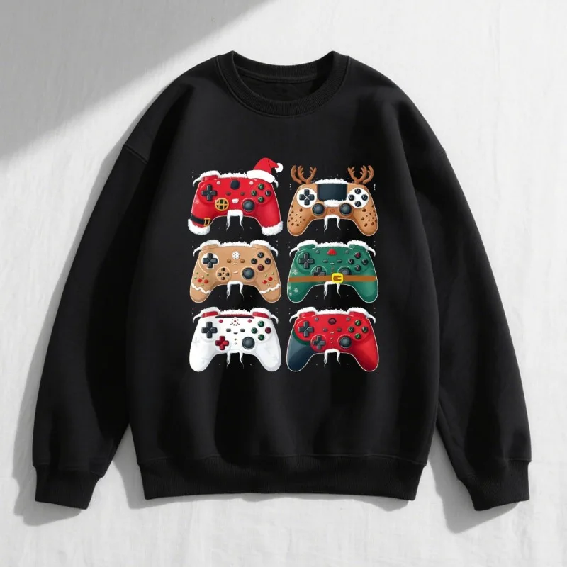 ألعاب عيد الميلاد وحدة تحكم ألعاب الفيديو للأولاد الذكور هودي هدية للجنسين قطنية علوية لجميع المواسم كاجوال عصرية ناعمة ومريحة