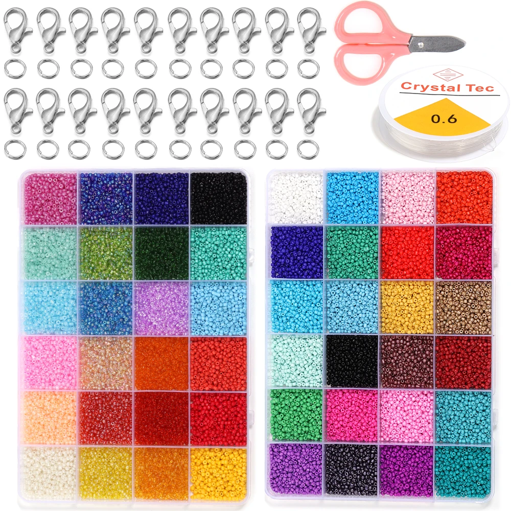 

1set/lot Boxed Jewelry Necklace Bracelet DIY Material Accessories Include Beads Elastic Line Clipper Lobster Clasps Supplies