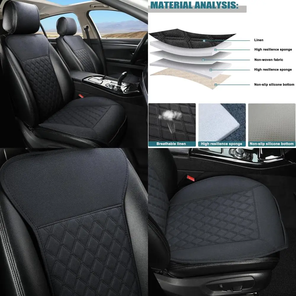 

Льняные чехлы на автомобильные сиденья West Llama — дышащие и мягкие, передняя защита автомобильных сидений, универсальная посадка на 90% автомобилей, внедорожников, грузовиков, ромбовидный узор-1