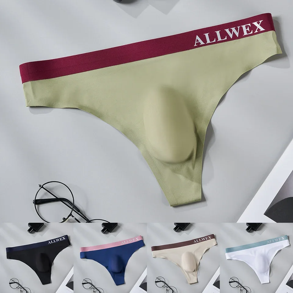 

Indoor Activities Men Transparent Underwear Ice Silk Low Waist Thongs Black Thin Fabric Applicable For All Seasons