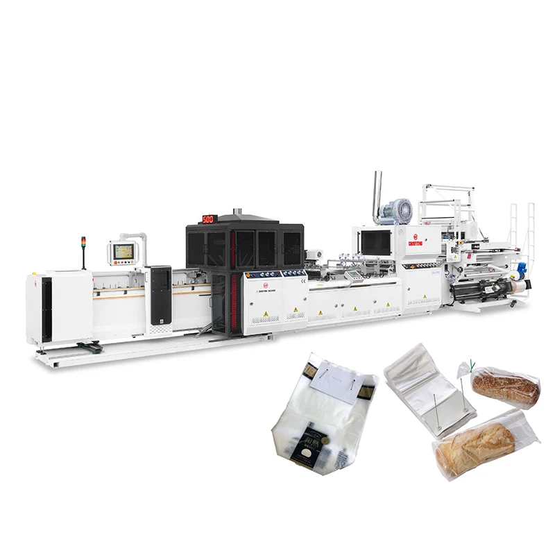 High Output Servo Driven Vacuum Arms Square Bottom Bakery Toast Bread Bag Making Machine