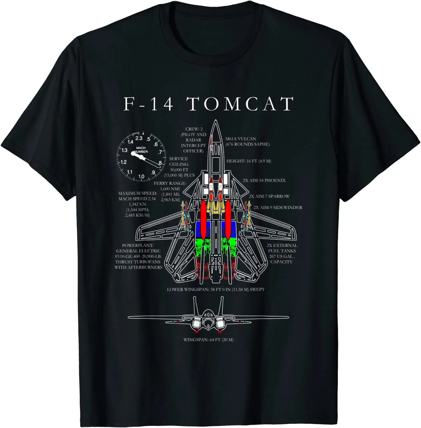 F-14 Fighter Tomcat Specs Men T-Shirt Short Sleeve Casual 100% Cotton O-Neck Summer TShirt Size S-3XL