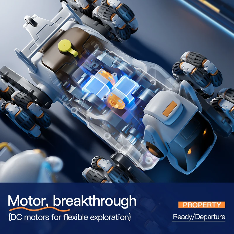 Intelligent Electric Machine Dog Eight Wheeled Tail Spray Stunt Action Remote Control Robot With Four Skills Children's  kid Toy