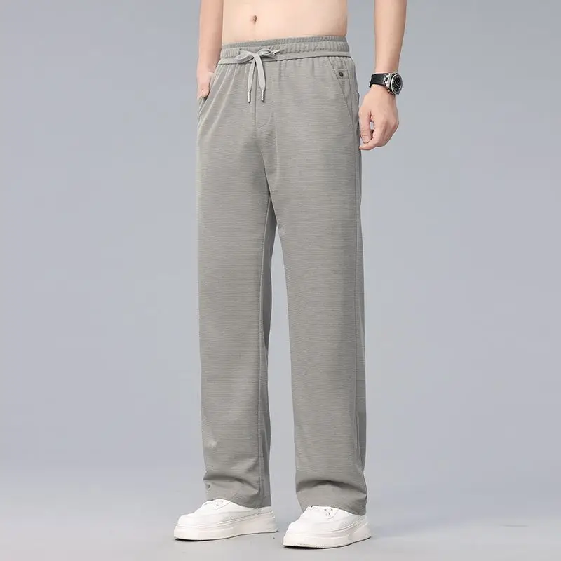 Breathable Mesh Texture Zipper Straight Leg Pants Anti-Scratch Anti-Wrinkle Fabric Comfortable Lightweight Summer Casual Trou...