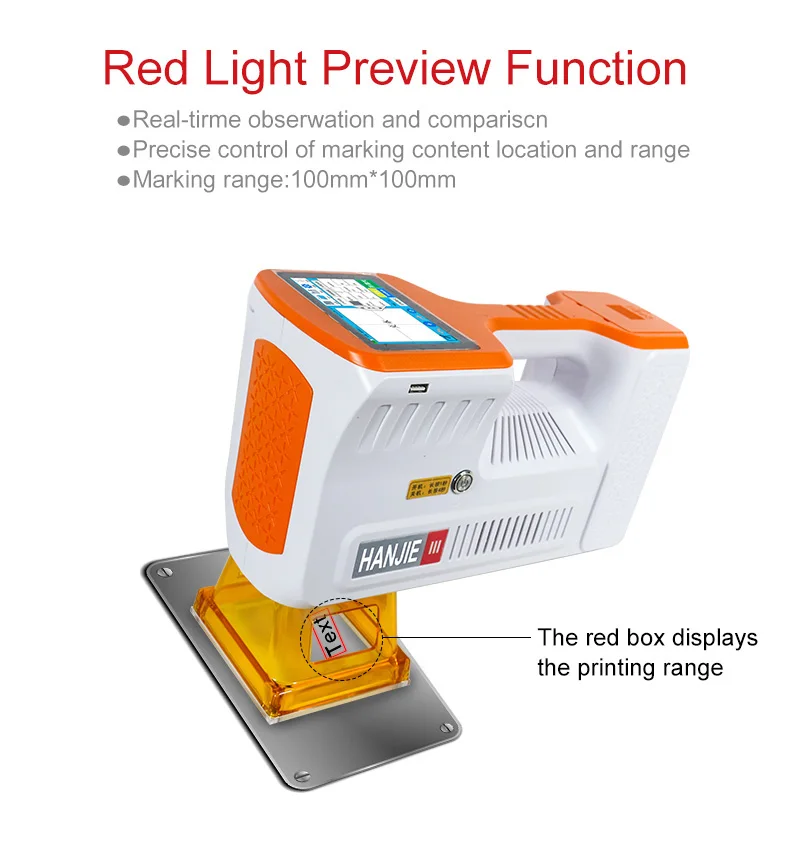 HANJIE 2024 latest Intelligent Handheld Laser Marking Machine for text printing to sale with With Linux support