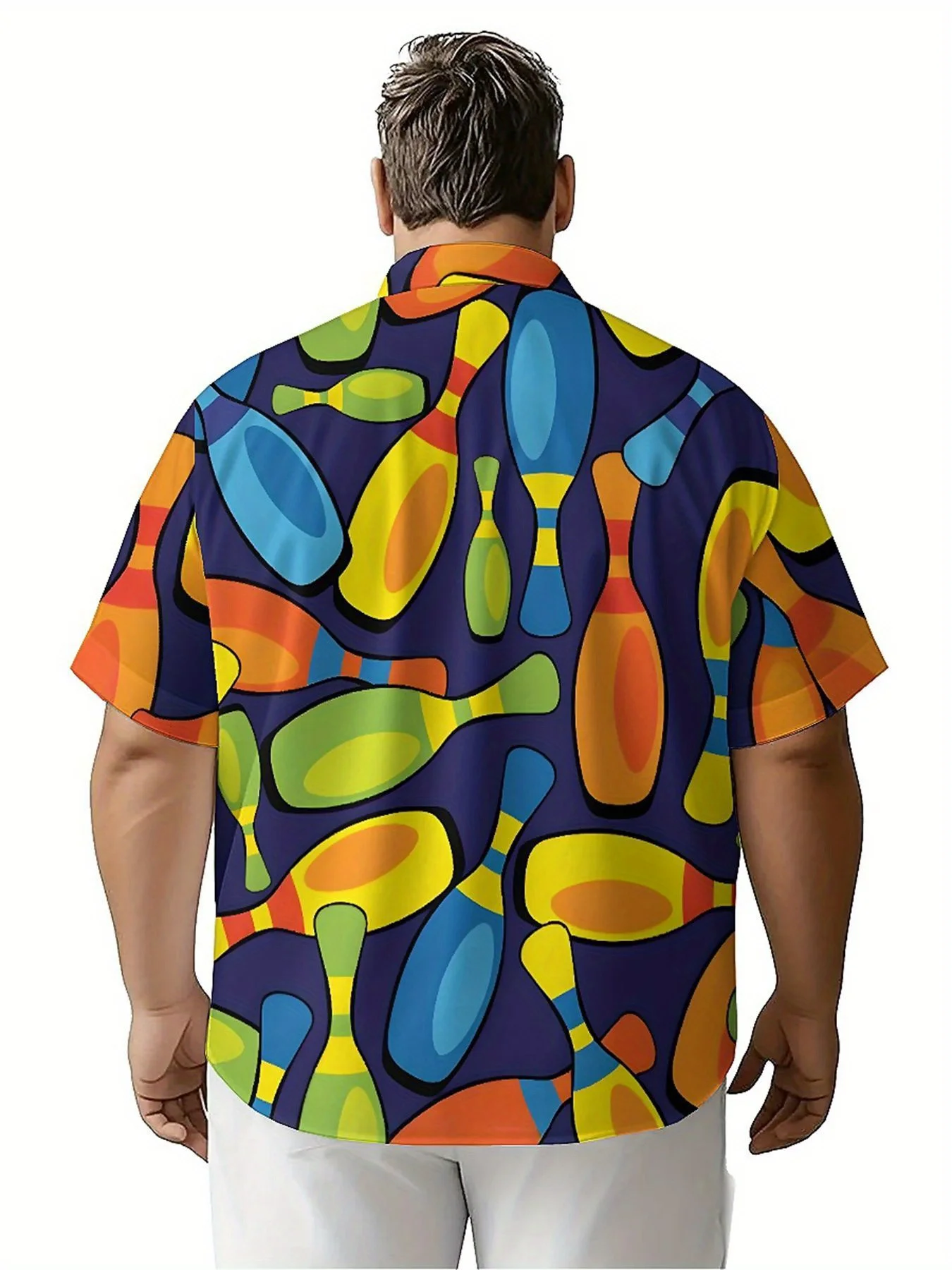 Men's Plus Size Hawaiian Shirts Colorful Bowling pattern,New in Summer Fashion Tops,Hip Hop Rock Streetwear