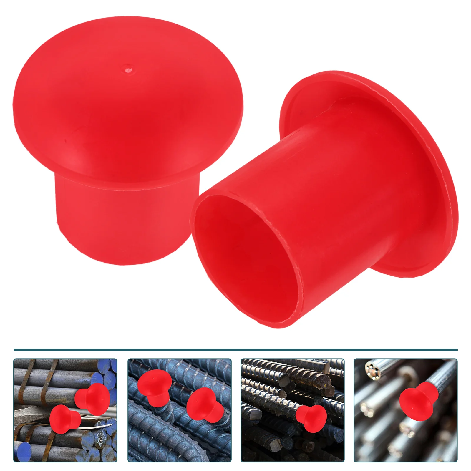 

50 Pcs Mushroom Hat Steel Bar Protective Cap Cover Rebar Covers Safety Caps Silk Head 600X600X500CM Plastic End Red For