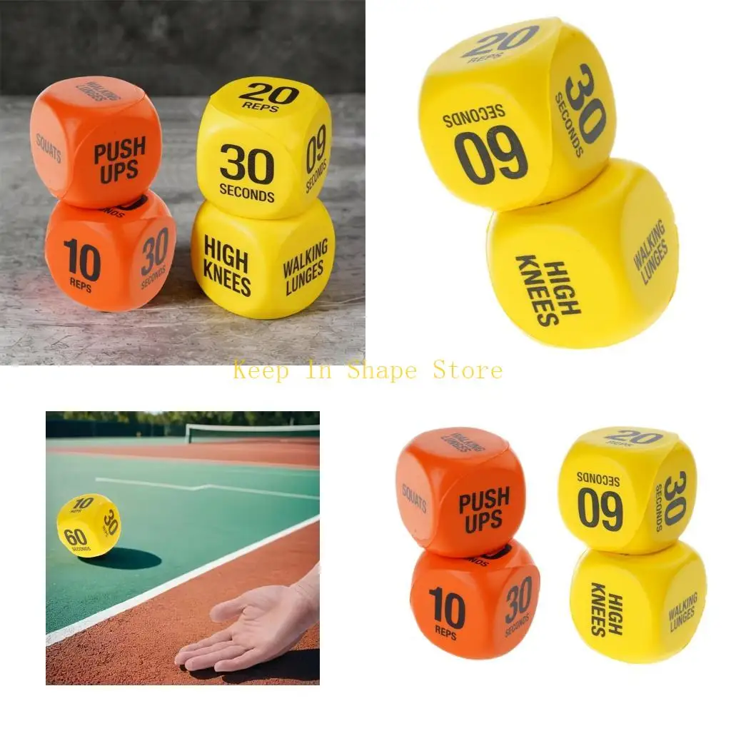 

U1JC 2Pcs 6 Sided Workout Dices Toy Funny Exercise Decision Dices For Dormitory Home Travel Gym And Outdoor Enduring