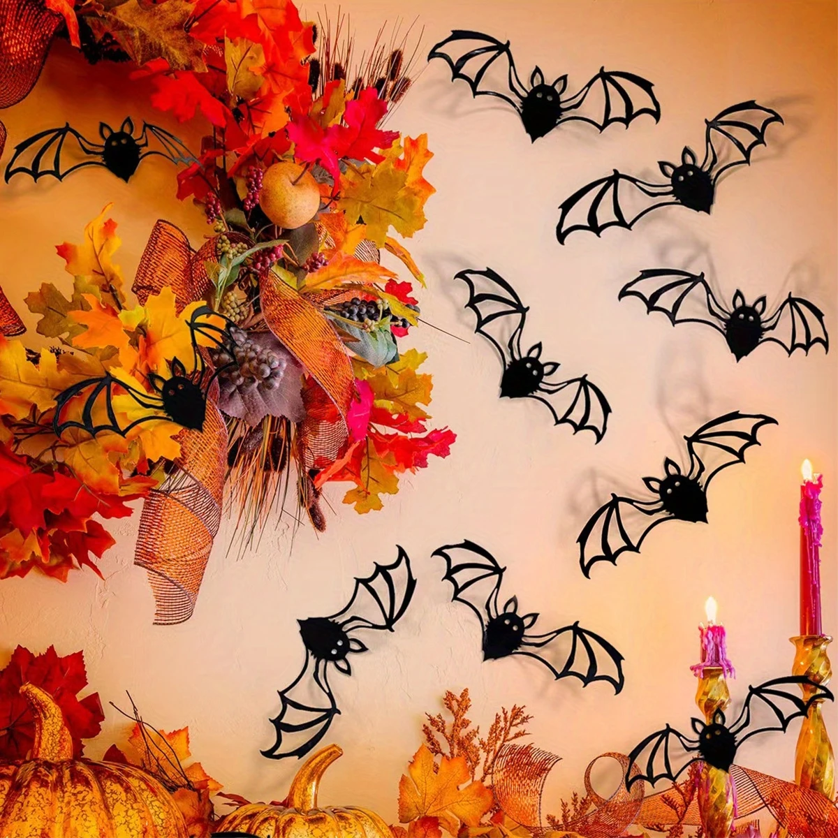 Halloween Bat Wall Sticker Party Favors Halloween Decorations Bat PVC Sticker for Home Trick or Treat Halloween Party Supplies