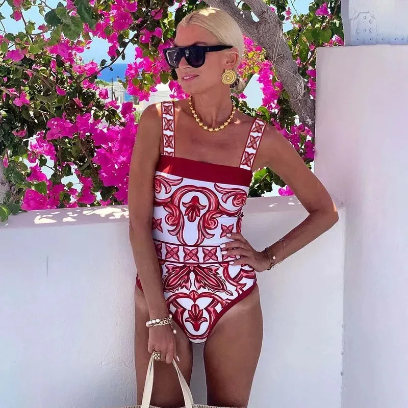 New Swimsuit, New Ethnic Style Printed One-piece Swimsuit Set, Female Hot Item