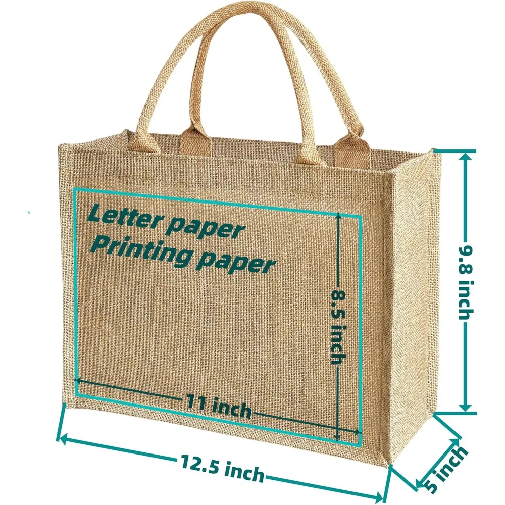 حقائب يد من الخيش لوصيفات العروس - حقائب سفر من الجوت بمقابض، 12.5 × 5 × 9.8 بوصة، مقاس متوسط، مثالية للترفيه والعطلات #2