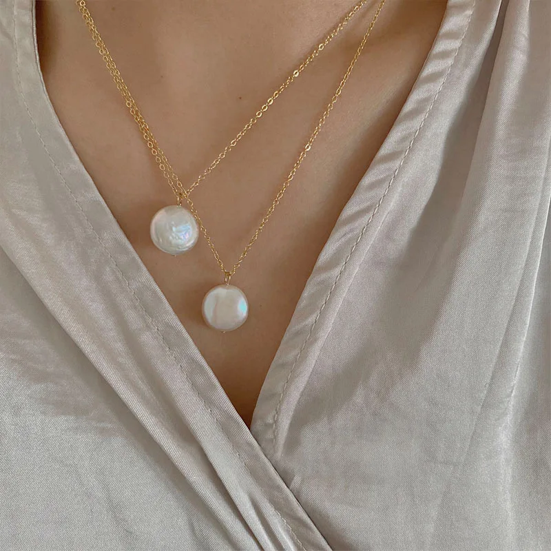 2022 New Waterproof Stainless Steel White Freshwater Pearl Pendant Necklace for Women Girls Regalo De Joyas Para Mujeres
