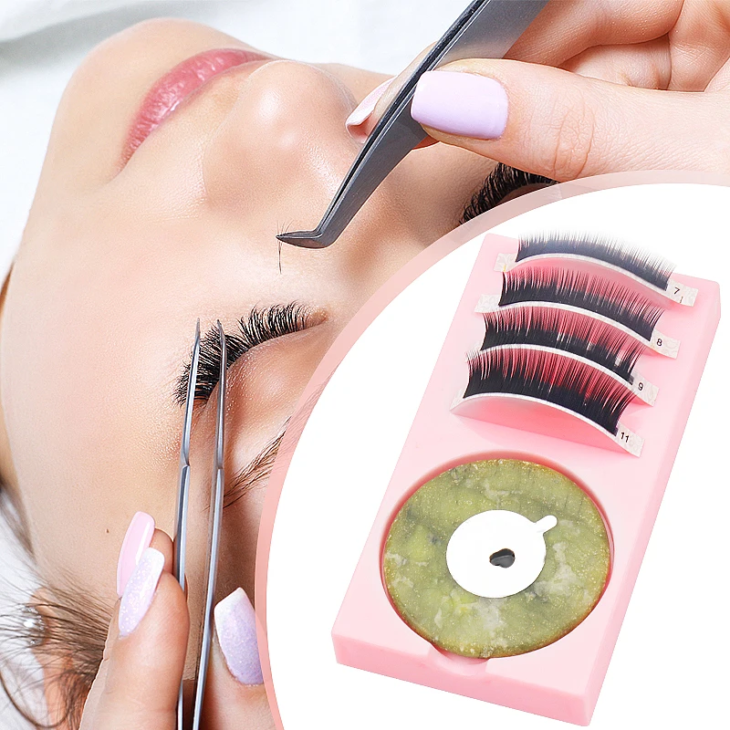 Eyelash Extension Tool Individual Glue Pallet Grafting False Lashes Jade Plate Pad Adhesive Glue Stand Holde Makeup Tools