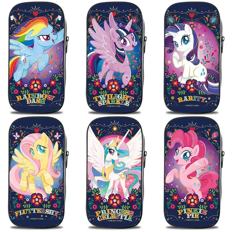 Retro My Little Pony Pen Bag Pencil Box Rainbow Pinkie Girls Ins Niche Stationery Storage Box Learning Stationery Wholesale