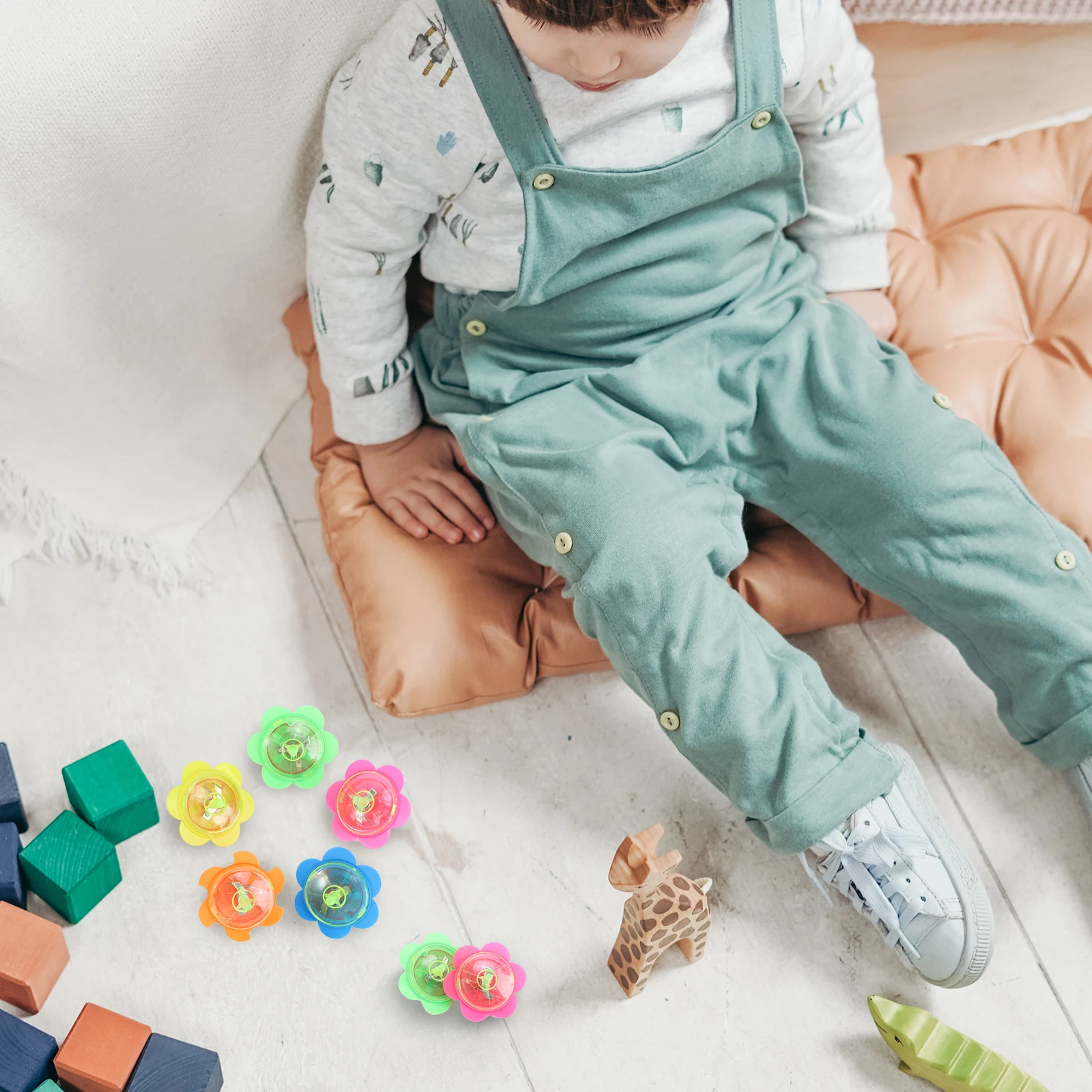 

24pcs Flashing Gyroscope Tops For Kids Plastic Peg- Favors Birthday Goodie Bags Fillers Game Play