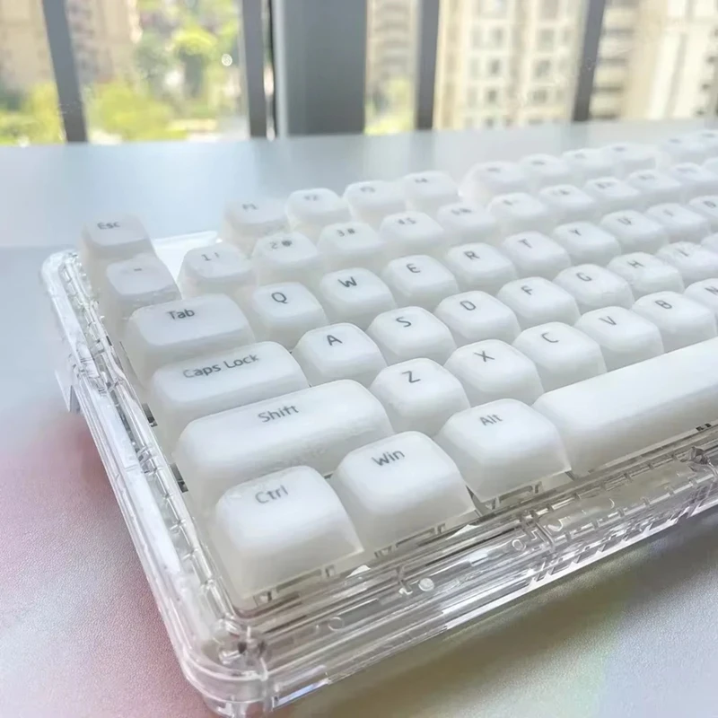 Jelly Pudding Soft Silicone Keycap Set ABS 113 Keys Matte Transparent Girl Simple For 60/84/98/108 Mechanical Keyboards