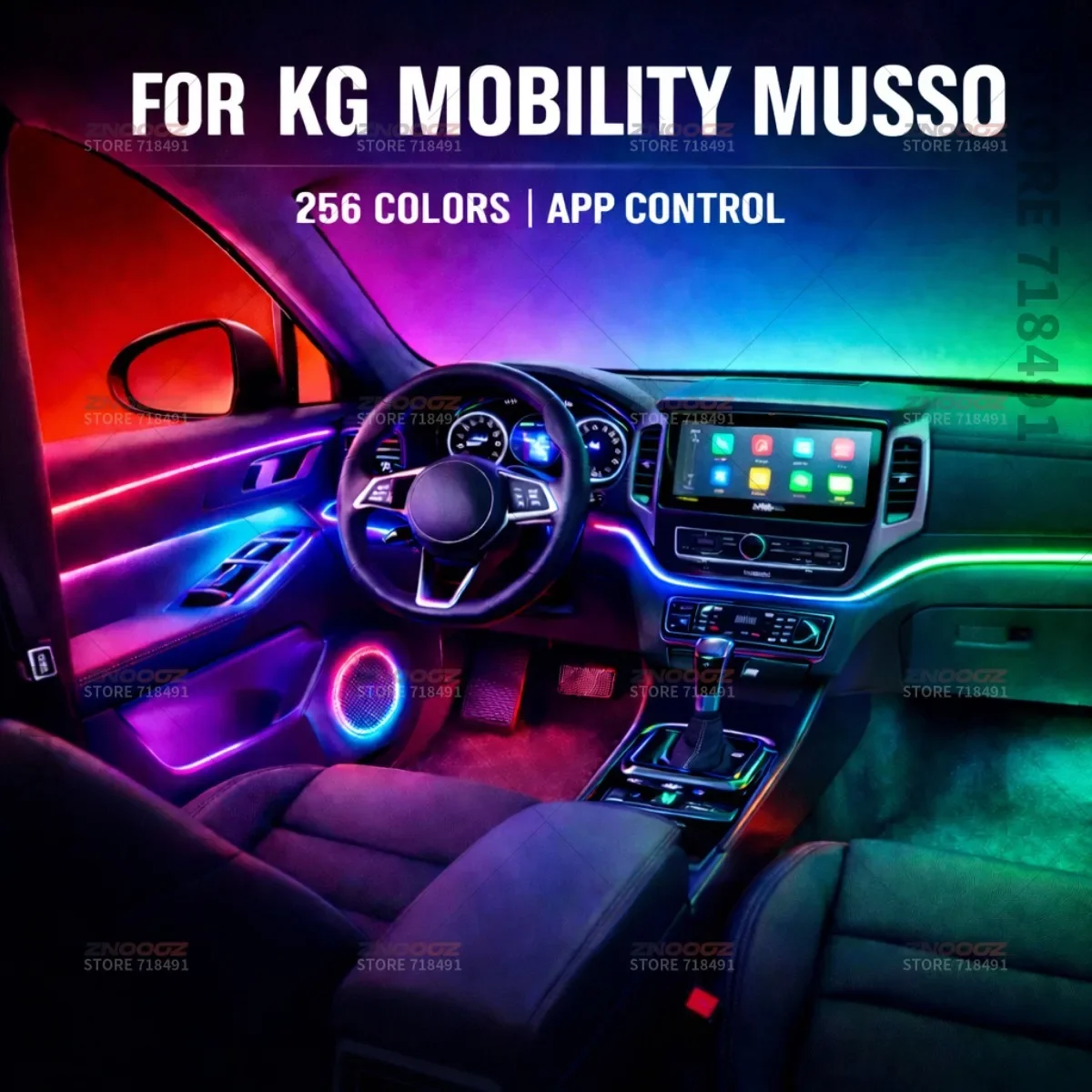For KG Mobility Musso 22in1 RGB Car Interior Acrylic Ambient Lights RGB Hidden Acrylic Strip Decoration Atmosphere Accessories